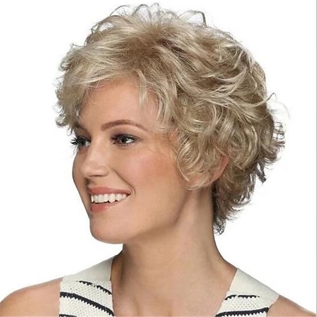 Beauty & Hair Wigs & Hair Pieces | Synthetic Wig Curly Pixie Cut Wig Short Blonde Synthetic Hair Womens Soft Cool Blonde / Daily