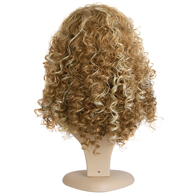 Blonde Wigs for Women Synthetic Wig with Bangs Medium Length Afro ...