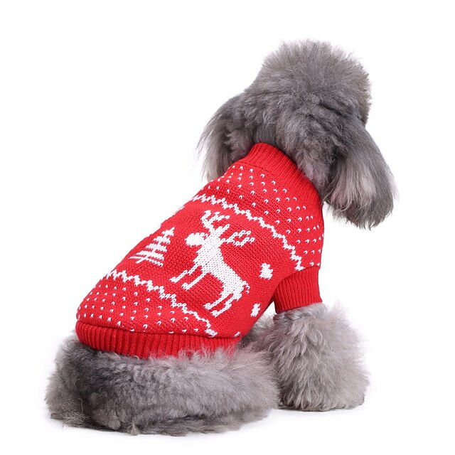  Kat Hond Truien Hoodies Sneeuwvlok  Kerstmis Nieuwjaar Winter Hondenkleding Puppy kleding Hondenoutfits Rood Kostuum voor Girl and Boy Dog Acryl Vezels S M L XL