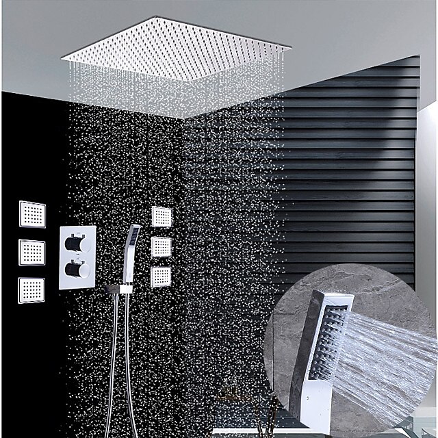  Dusjsett Sett - Regndusj Moderne Krom Vægmonteret Keramisk Ventil Bath Shower Mixer Taps / Messing