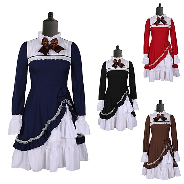 Toys & Hobbies Cosplay & Costumes | womens bowknot multi layers classic sweet lolita dress medieval vintage frill frock ball gow