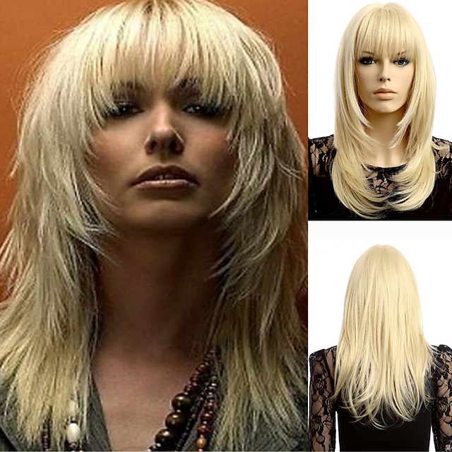  blonde parykker for kvinner syntetisk parykk bølget bølget parykk blond middels langt blondt syntetisk hår blondt