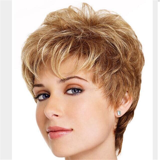  Synthetic Wig Straight Pixie Cut Wig Short Blonde Synthetic Hair Women's Soft Color Gradient Ombre Hair Blonde