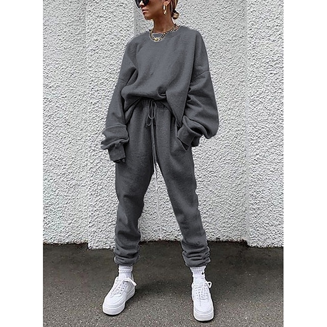 Sports & Outdoors Running, Jogging & Walking | Womens 2 Piece Tracksuit Sweatsuit Street Casual Winter Long Sleeve 14 Colors The