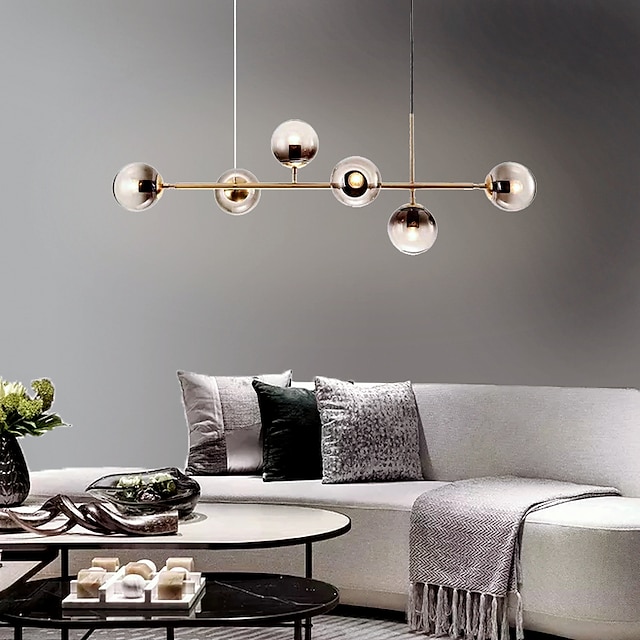  120 cm pingente de luz led linha design globo lustre ilha de metal galvanizado moderno estilo nórdico 220-240v
