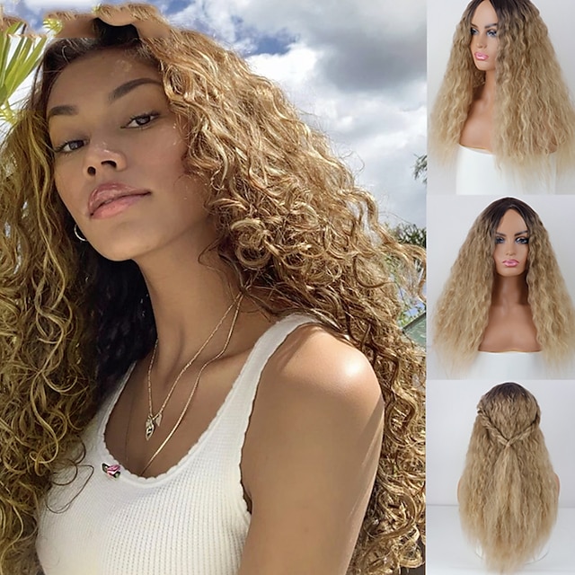  длинный волнистый обер золотисто-коричневый серый высокотемпературный синтетический парик африканский женский повседневный парик