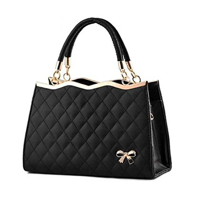  women fashion top handle lady purse shoulder handbag (black)