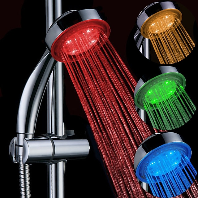  LED-duschhuvudets färg ändrar 2 vattenläge 7-färgs glödljus byter automatiskt handhållet duschhuvud