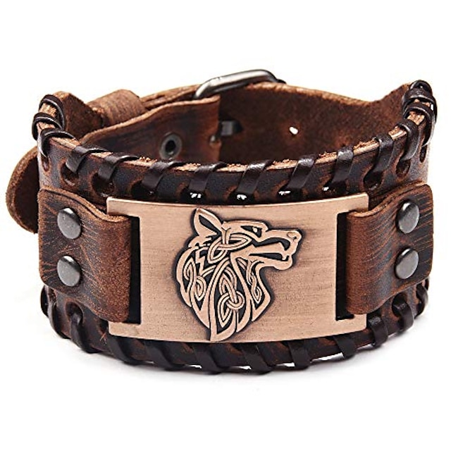  viking braccialetto punk in pelle polsino bracciale gothic leather wristband bracelet with nordic amulet scandinavian talisman celtic pagan jewelry