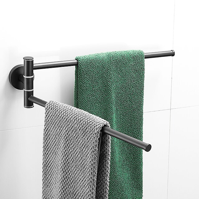 Home & Garden Bath Accessories | Towel Bar Multilayer Rotatable New Design Stainless Steel and Iron Bathroom 2 Rods Towel Rack W