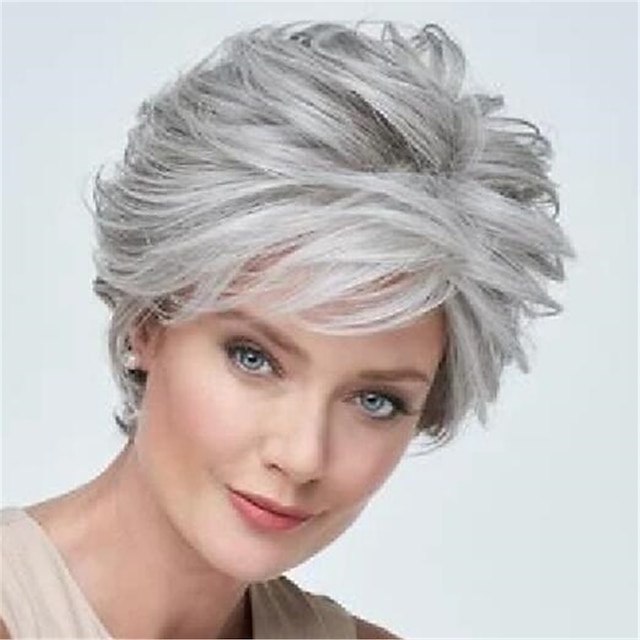 

Gray Wigs for Women Synthetic Wig Curly Pixie Cut Wig Short Grey Synthetic Hair Soft Comfy Dark Gray