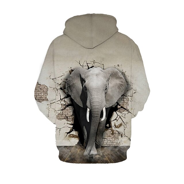 Baby & Kids Boys Clothing | Kids Boys Hoodie & Sweatshirt Long Sleeve Graphic 3D Elephant Print Gray Children Tops Active - LY44