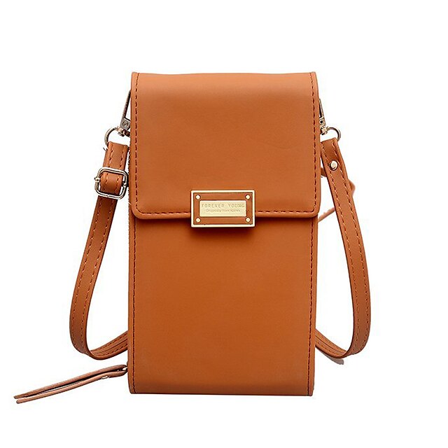  Women's Bags PU Leather Leather Mobile Phone Bag Messenger Bag Buttons Daily Outdoor 2021 Baguette Bag Messenger Bag Black Red Blushing Pink Green