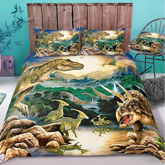  Animal Dinosaur Duvet Cover Set Quilt Bedding Sets Comforter Cover,Queen/King Size/Twin/Single(1 Duvet Cover, 1 Or 2 Pillowcases Shams),3D Digtal Print