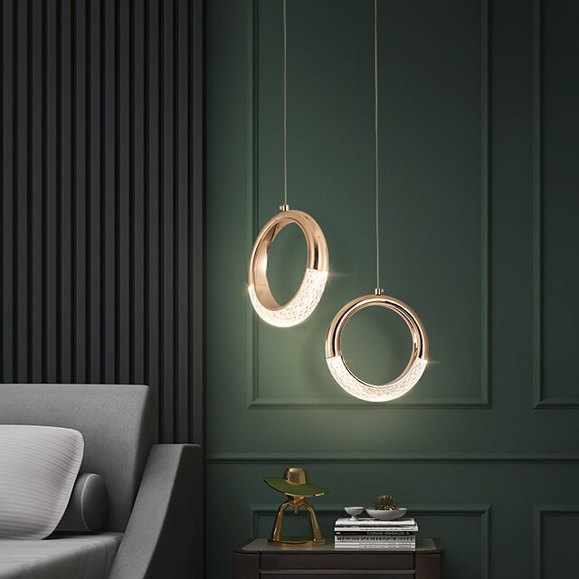 Lights & Lighting Pendant Lights | LED Pendant Light 20 cm Single Design Pendant Light Ring Circle Design Nordic Gold Bedside La