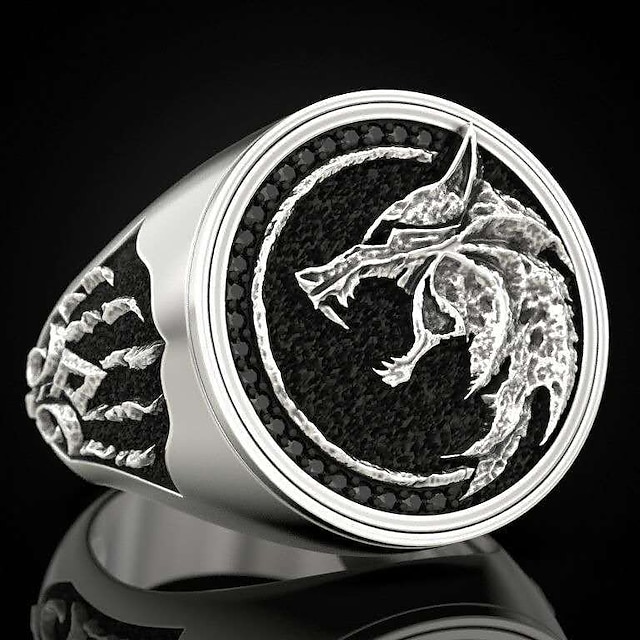  anéis de aço inoxidável para homens - anéis legais norse odin fenrir anel viking feiticeiro guerreiro caçador em relevo cabeça de lobo pata de lobo anéis de joias - moda vintage grande animal lobo