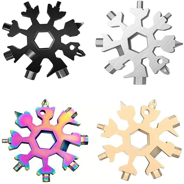 18-in-1 Multitool Combination Compact Steel Shape Flat Cross Snowflake Tool Card 