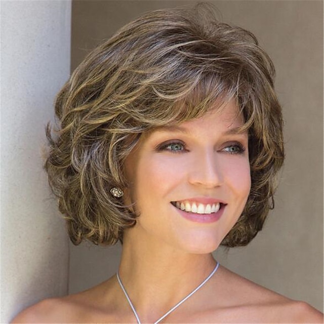  Brown Wigs for Women Synthetic Wig Curly Short Blonde Synthetic Hair Wig Soft Naurtal Wigs