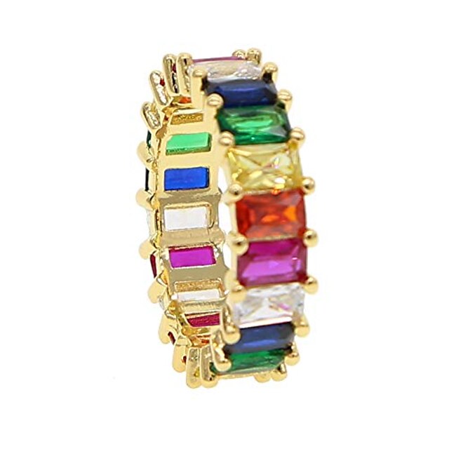 Shoes & Bags Fashion Accessories | gold filled fashion jewelry rainbow square baguette cz engagement ring for women colorful cub