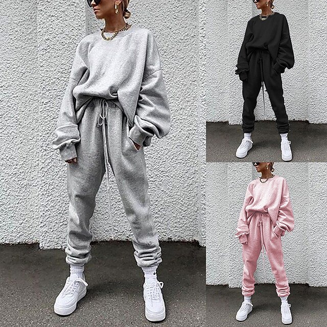 Sports & Outdoors Running, Jogging & Walking | Womens 2 Piece Tracksuit Sweatsuit Street Casual Winter Long Sleeve 14 Colors The