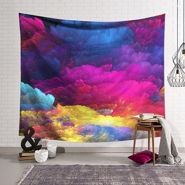  vægteppe art deco tæppe gardin hængende hjem soveværelse stue sovesal dekoration polyester fibermalet sky lag