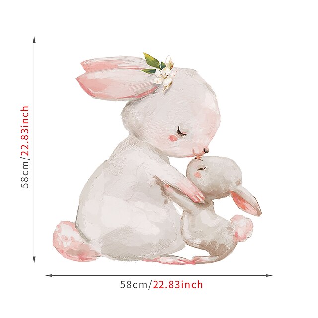  Cartoon Rabbit Pattern Children Imitation Decoration Self-adhesive Wall Sticker Pvc Waterproof Removable Sticker 58*58cm