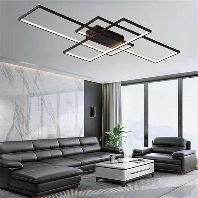  3-Light 140 cm LED Ceiling Light Aluminum Silica gel Geometrical Painted Finishes Design Flush Mount Lights LED Modern Style Dining Room Bedroom Lights 110-240V ONLY DIMMABLE WITH REMOTE CONTROL