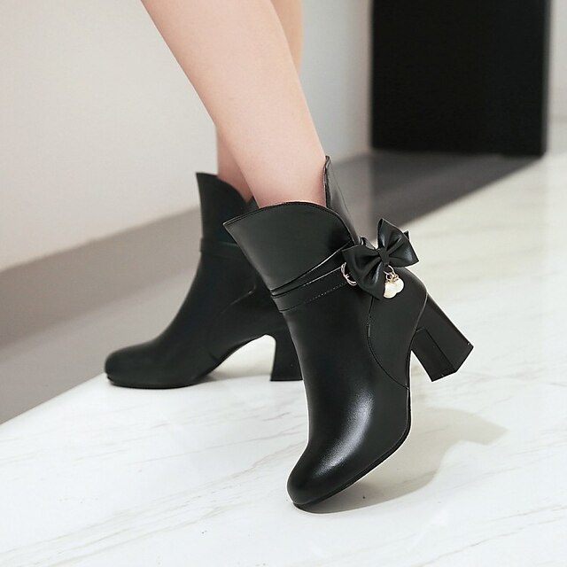 Girls' Boots Daily Mid-Calf Boots Heel Lolita PU Non-slipping Height ...