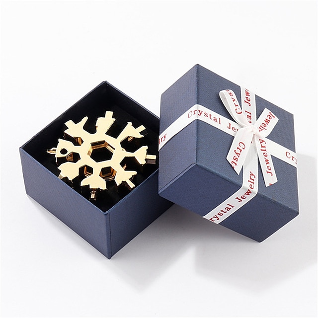  18-in-1 edc multi-tool con scatola regalo tipo di carta combinazione di carte fiocco di neve cacciavite multifunzione compatto gadget in acciaio inossidabile chiave per escursioni all'aperto