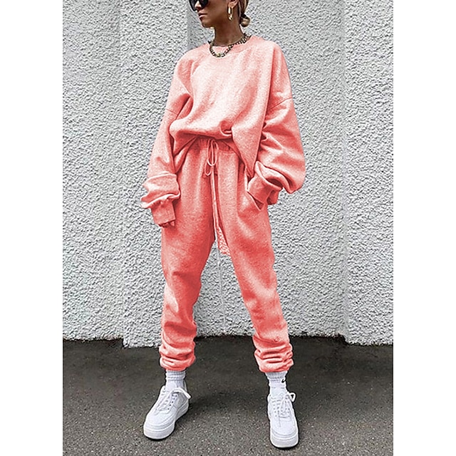 Sports & Outdoors Running, Jogging & Walking | Womens 2 Piece Tracksuit Sweatsuit Street Casual Winter Long Sleeve 14 Colors The