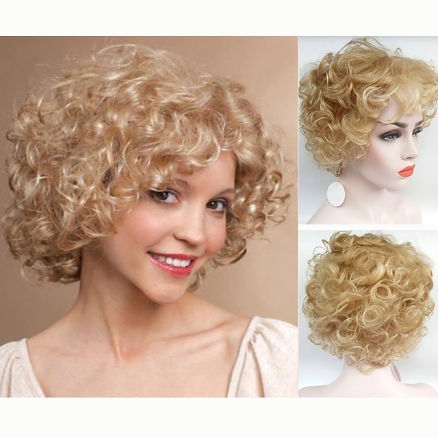  Roaring 20S Wig Synthetic Wig Curly Curly Wig Short Blonde Synthetic Hair Women‘s Blonde Christmas Party Wigs