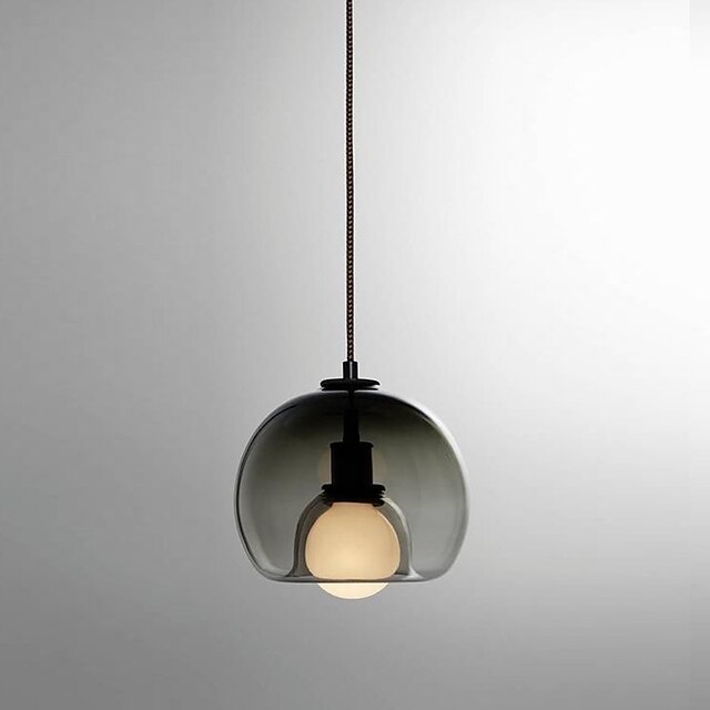 Lights & Lighting Pendant Lights | LED Pendant Light Gray Amber Glass Globe Single Design Modern Nordic 25cm Dining Room Bedside