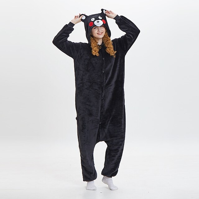  Adults' Kigurumi Pajamas Bear Onesie Pajamas Flannel Toison Black Cosplay For Men and Women Animal Sleepwear Cartoon Festival / Holiday Costumes