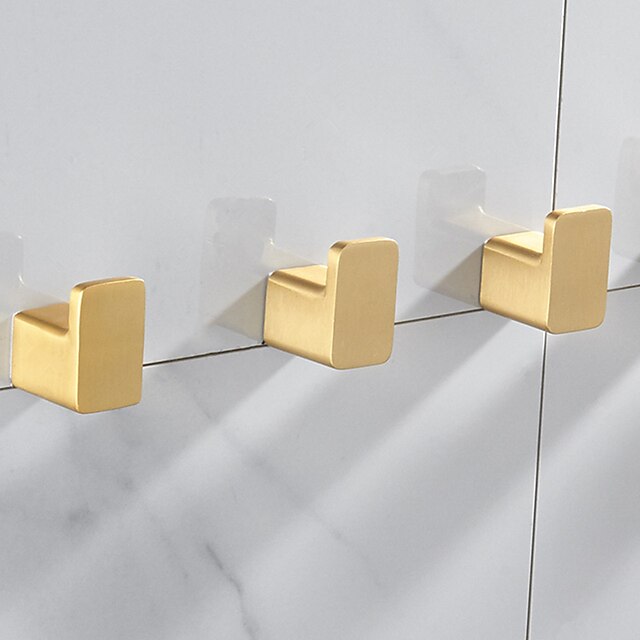  kappekroker gull aluminium håndklekrok veggmontert kleshenger vintage firkantet base baderomstilbehør sett dekorativt-3/5 stk