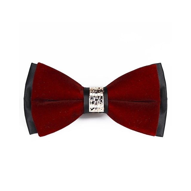  Men's Basic Bow Tie Patchwork Black Wine Red 2024