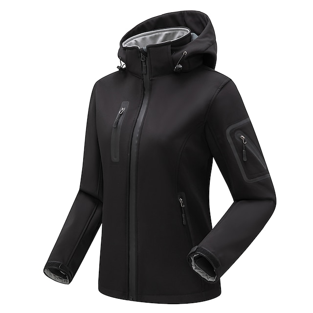  naisten vaellus softshell takki huppari takki talvi fleece takki vedenpitävä ulkona yksivärinen lämpö lämmin tuulenpitävä kevyt fleece vuori päällysvaatteet tuulitakki trenssi takki hiihto kiipeily