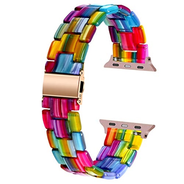  Smart Watch Band for Apple iWatch Sreies 8 7 6 5 4 3 2 1 SE Ultra 49mm 45mm 44mm 42mm 41mm 40mm 38mm Resin Smartwatch Strap Women Bracelet Stainless Steel Buckle Jewelry Bracelet Replacement 