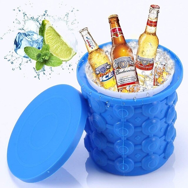  Ice Bucket 2 in 1 Silicone 2 Pcs Ice Mould with Lid Silicone Ice Cube Making Wizard Portable Silicone Barrel Machine Magic Icen Pop Maker 1pc