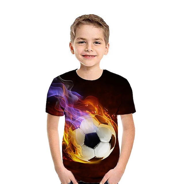  Dia da Criança Para Meninos 3D Gráfico Futebol Americano 3D Camisa Camiseta Manga Curta Impressão 3D Verão Ativo Esportes Casual Diário Poliéster Infantil 2-13 anos