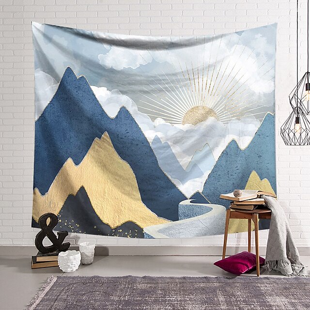  Wall Tapestry Art Decor Blanket Curtain Hanging Home Bedroom Living Room Decoration Polyester Abstract Mountains Sunrise Sunset Oil Painting Pattern
