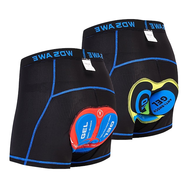  WOSAWE Homens Bermudas Acolchoadas Para Ciclismo Moto Calção Calças Modelagem Semi-Form Fit Ciclismo de Montanha Ciclismo de Estrada Esportes Riscas Tapete 3D Respirável Secagem Rápida Redutor de Suor