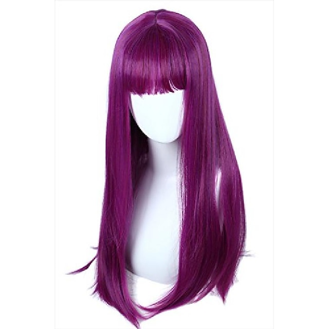  women‘s long straight purple wig with bangs (adult)