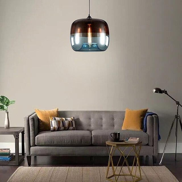  1-Light 24 cm LED Pendant Light Metal Glass Drum Painted Finishes Modern Contemporary 110-120V / 220-240V