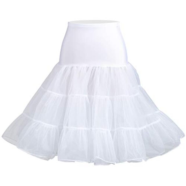 

women 50s petticoat skirts tutu crinoline underskirt(white-l)