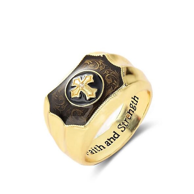  1個 バンドリング 指輪 For 男女 クリスマス ハロウィーン パーティー 銅 ゴールドメッキ 幾何学的 十字架 レタード