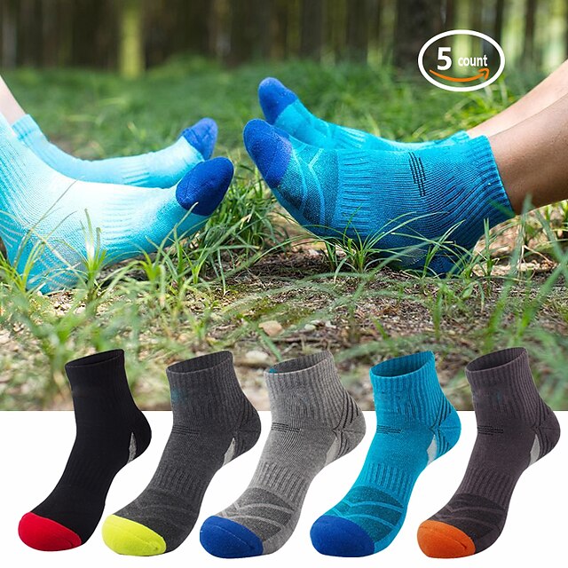 Multi Performance Outdoor Crew Socks Mens 6 Pairs Breathable Wicking Hiking Trekking Walking Athletic Socks,Padded Cushion Reduce Blisters