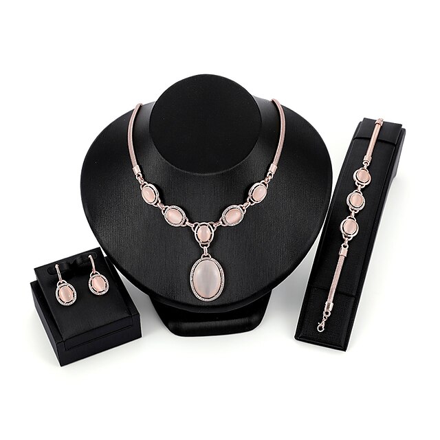  Women's Jewelry Set Geometrical Precious Fashion Gold Plated Earrings Jewelry Blushing Pink For Christmas Wedding Halloween Party Evening Gift 1 set
