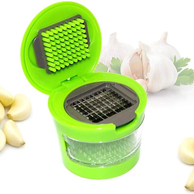  Garlic Dicer and Slicer Garlic Chopper Mini Garlic Press with Stainless Steel Blades and Inbuilt Clear Plastic Tray