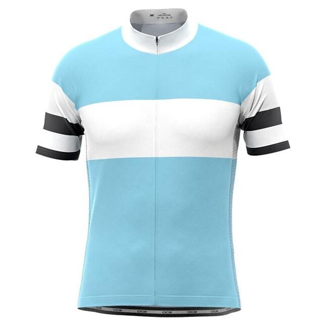 21Grams Men's Short Sleeve Cycling Jersey Summer Polyester Red Black Sky Blue Patchwork Bike Jersey Top Mountain Bike MTB Road Bike Cycling Quick Dry Moisture Wicking Breathable Sports Clothing