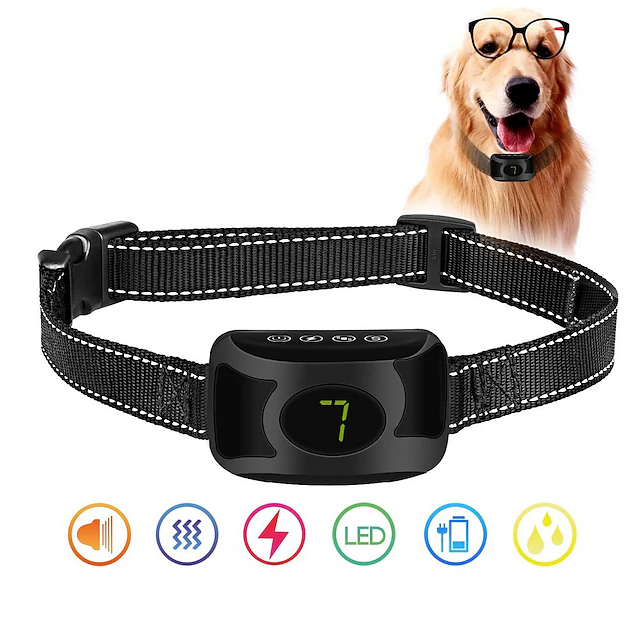 Anti Bark Collar Rechargeable Rainproof No Bark Training Collar Beep Vibration Shock Modes Anti Barking Collar Stop Pet Product 8